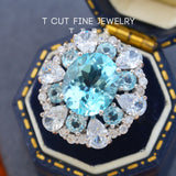 Blue Topaz Flower Ring