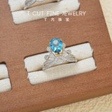 Blue Topaz Crown Sliver Ring