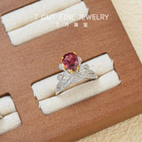 Garnet Crown Silver Ring