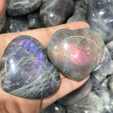 Purple and pink light labradorite heart